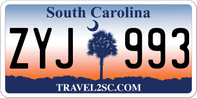 SC license plate ZYJ993
