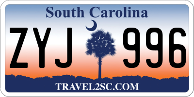 SC license plate ZYJ996