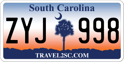 SC license plate ZYJ998