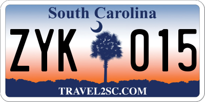 SC license plate ZYK015