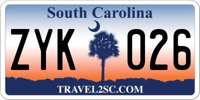 SC license plate ZYK026