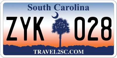 SC license plate ZYK028