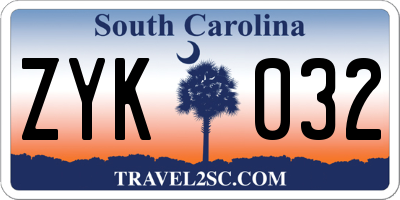 SC license plate ZYK032