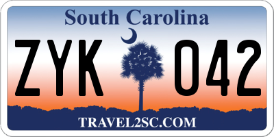 SC license plate ZYK042