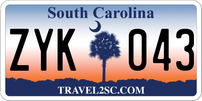 SC license plate ZYK043
