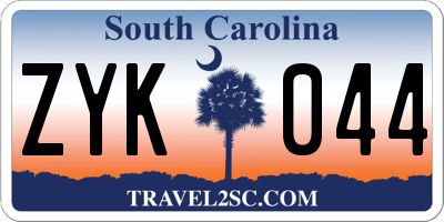 SC license plate ZYK044