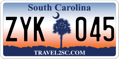 SC license plate ZYK045