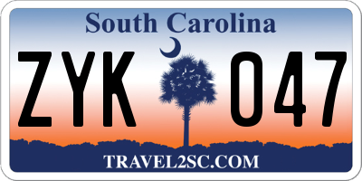 SC license plate ZYK047