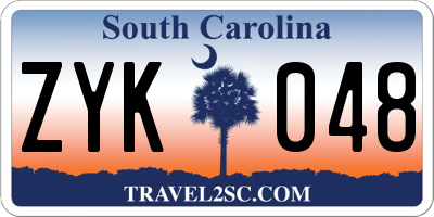 SC license plate ZYK048