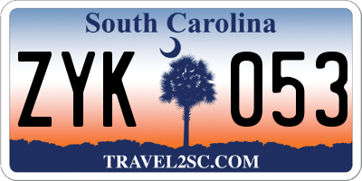 SC license plate ZYK053
