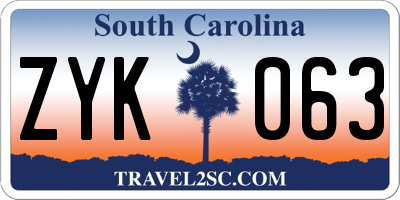 SC license plate ZYK063