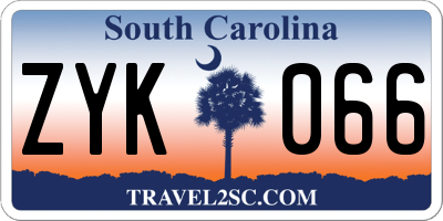 SC license plate ZYK066