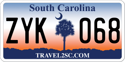SC license plate ZYK068