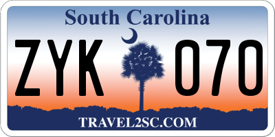 SC license plate ZYK070