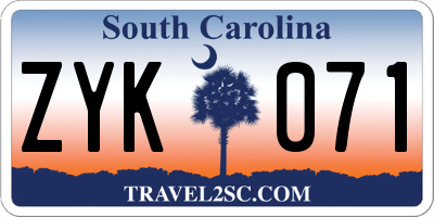 SC license plate ZYK071