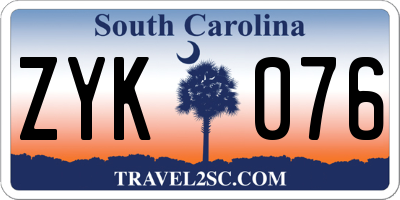 SC license plate ZYK076