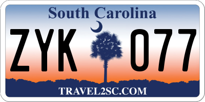 SC license plate ZYK077