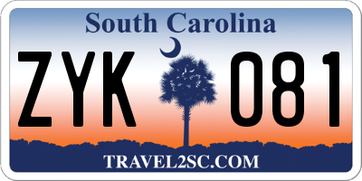 SC license plate ZYK081