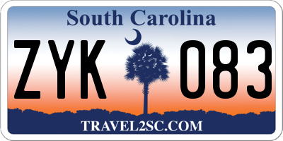 SC license plate ZYK083