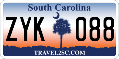 SC license plate ZYK088
