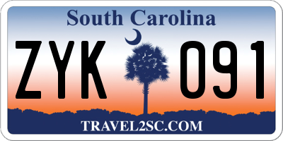 SC license plate ZYK091