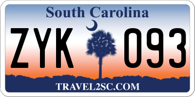 SC license plate ZYK093