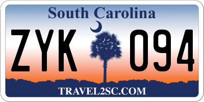 SC license plate ZYK094