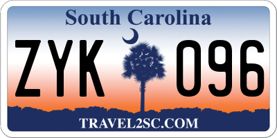 SC license plate ZYK096