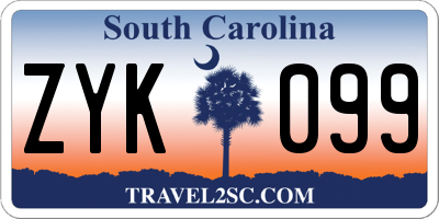 SC license plate ZYK099