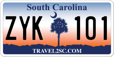 SC license plate ZYK101