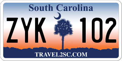 SC license plate ZYK102