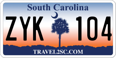 SC license plate ZYK104