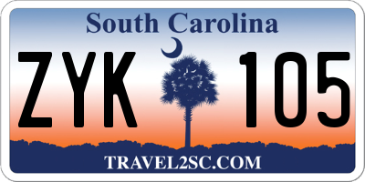 SC license plate ZYK105