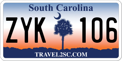 SC license plate ZYK106