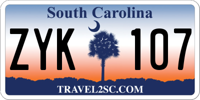 SC license plate ZYK107