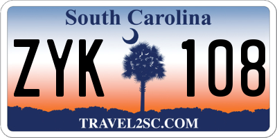 SC license plate ZYK108