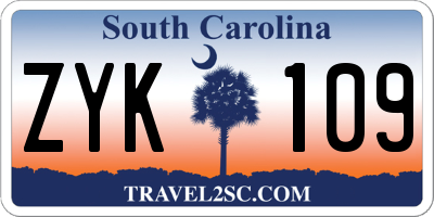 SC license plate ZYK109