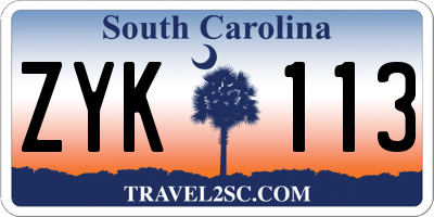 SC license plate ZYK113