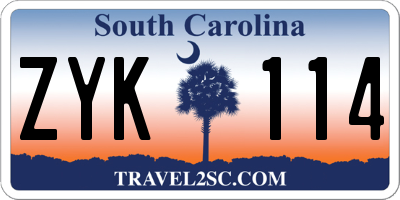 SC license plate ZYK114