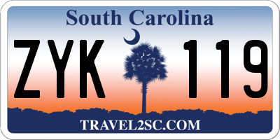 SC license plate ZYK119