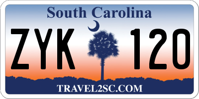 SC license plate ZYK120