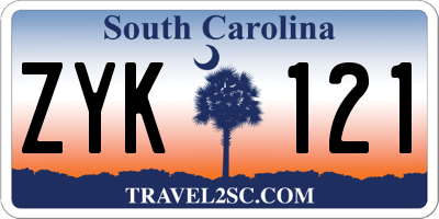 SC license plate ZYK121