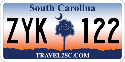 SC license plate ZYK122