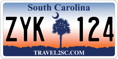 SC license plate ZYK124
