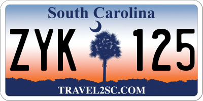 SC license plate ZYK125