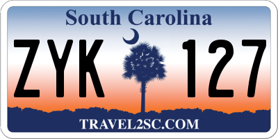 SC license plate ZYK127
