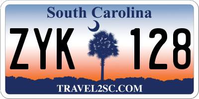 SC license plate ZYK128