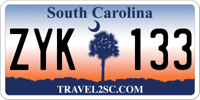 SC license plate ZYK133