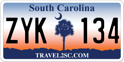 SC license plate ZYK134