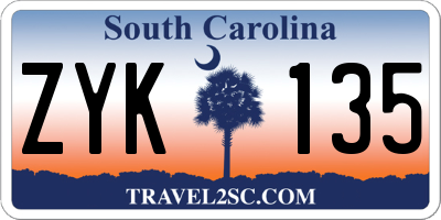 SC license plate ZYK135